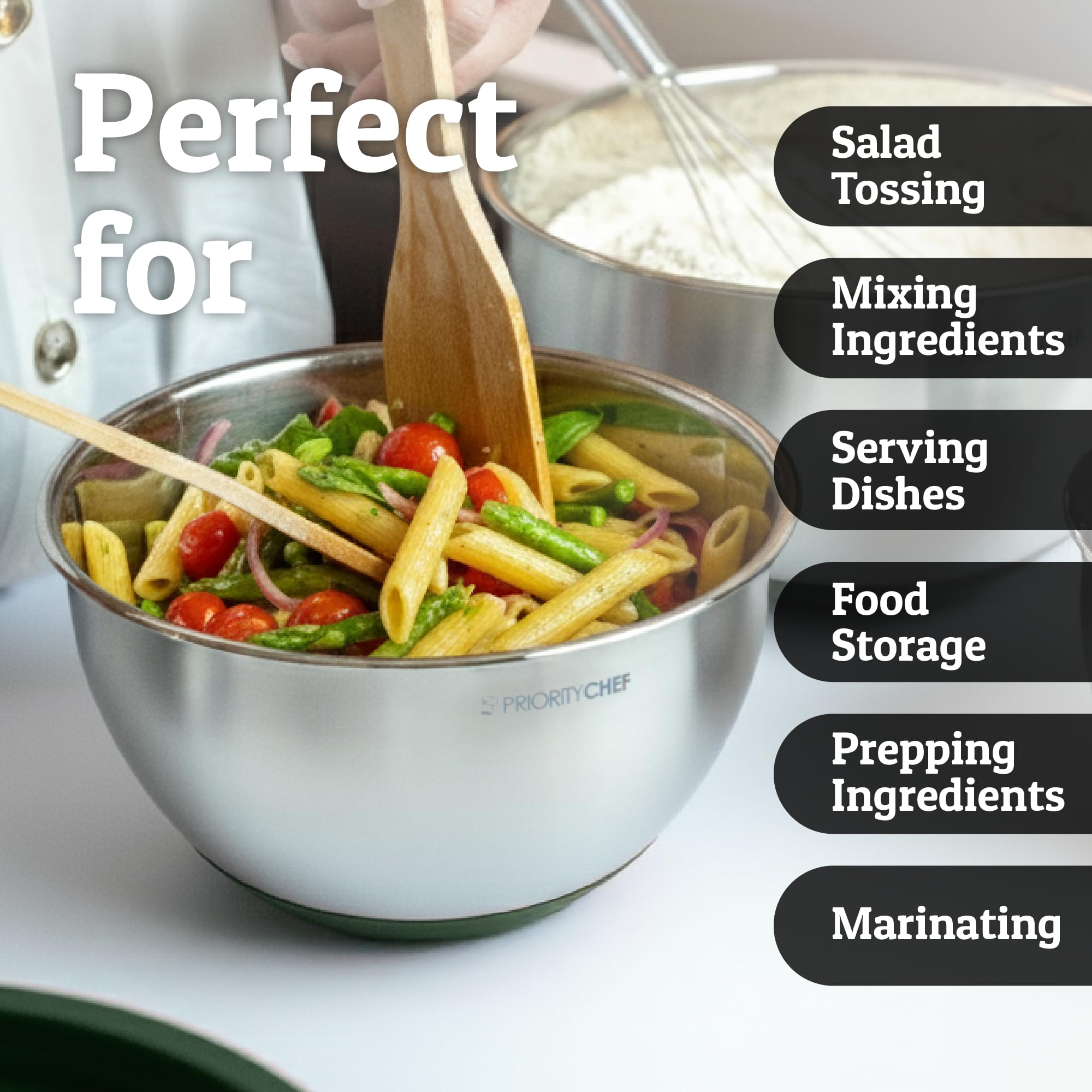 Tazones Priority Chef para preparar, servir y almacenar sobras con orden.