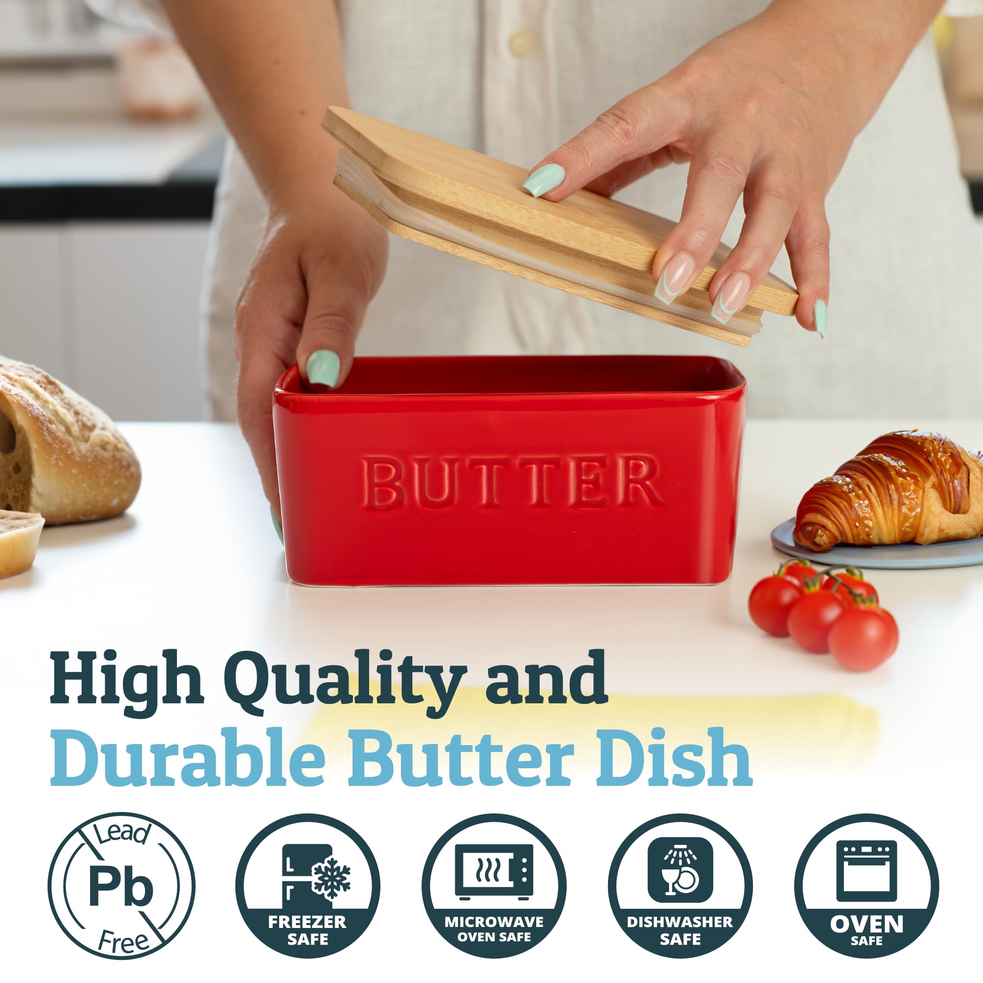 Priority Chef mantequera cerámica, diseño limpio para encimera.