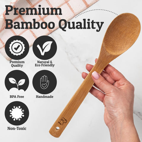PriorityChef espátula de madera ranurada para cocinar con fluidez