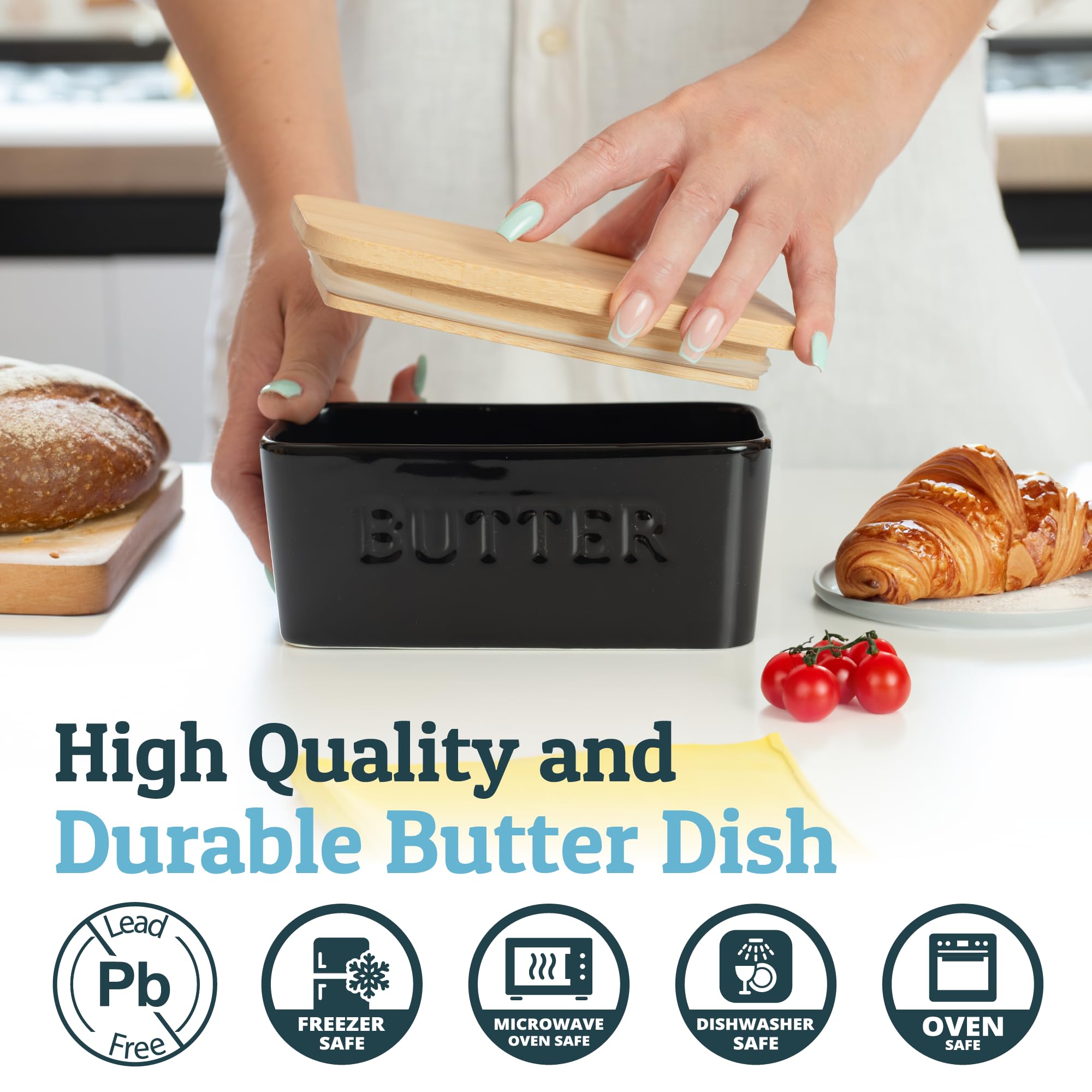 PriorityChef tapa de bambú hermética mantiene sabores sin contaminación en el mostrador.