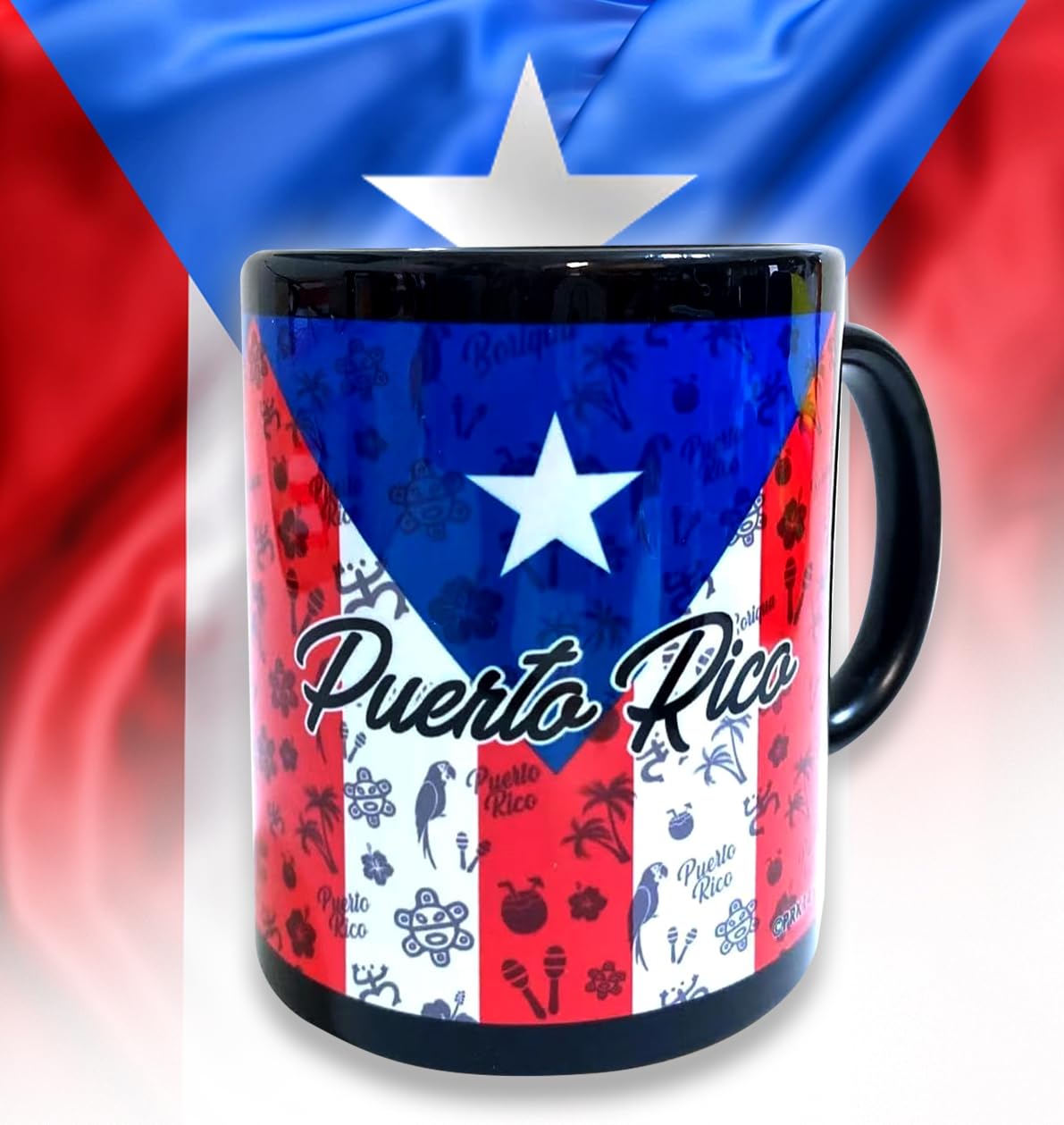 PRK 14, taza con bandera de Puerto Rico, diseño tiano boricua para orgullo diario.