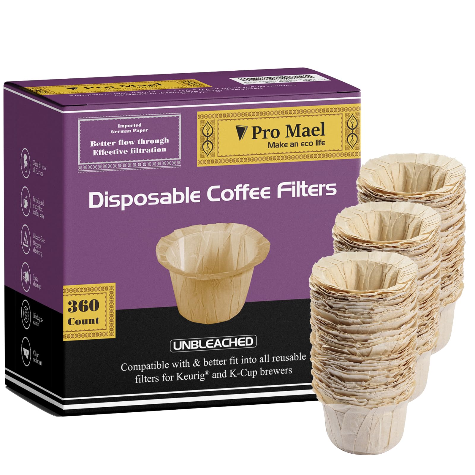 Pro Mael filtro para cápsulas desechables, compatible y fácil de usar.