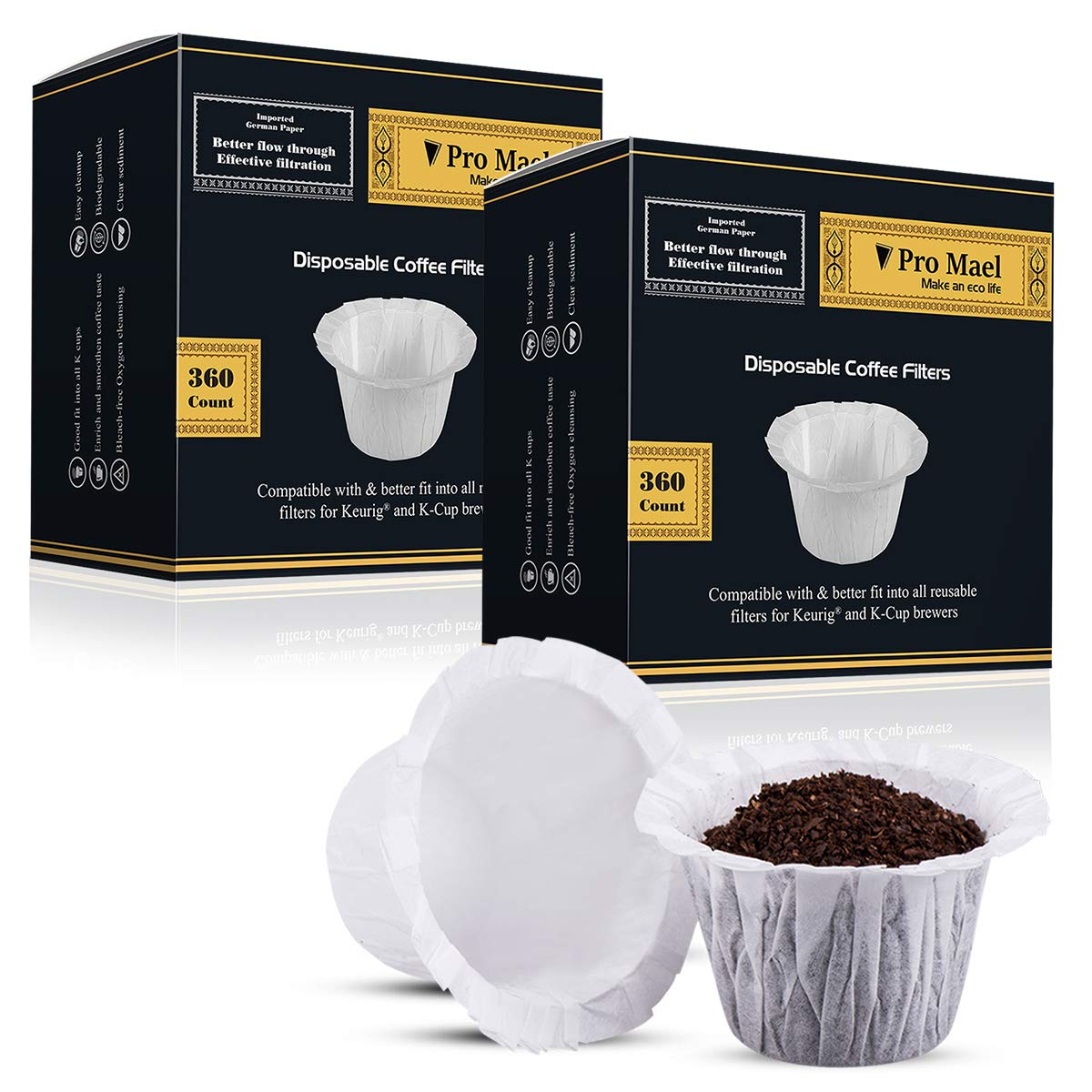 Filtro desechable Pro Mael para cápsulas Keurig, compatibles y limpios.