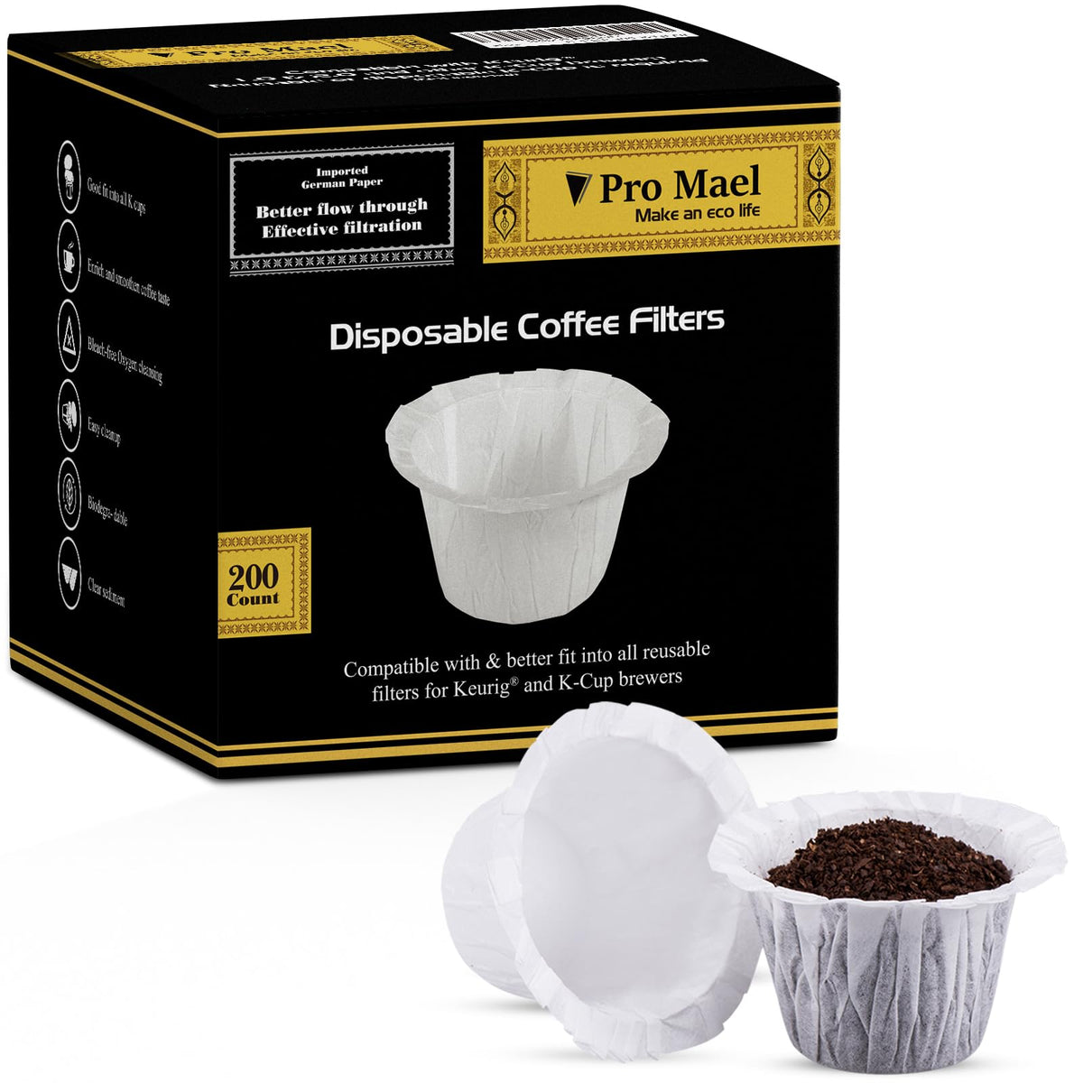 Filtro K-Cup desechable Pro Mael, compatible con Keurig, uso sencillo