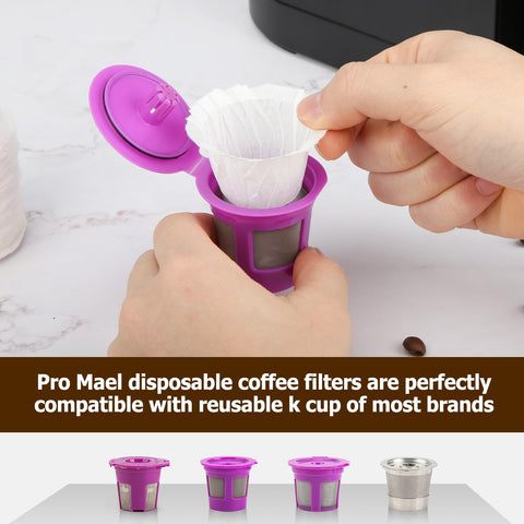 Papel filtrante alemán Pro Mael para cápsulas Keurig, flujo suave.