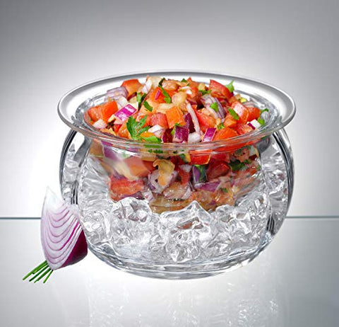 Prodyne base de hielo acrílico transparente para enfriar salsas.
