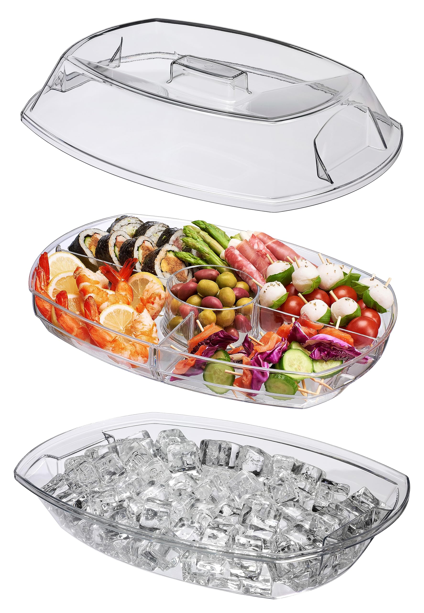 Prodyne Ice Party Platter: almacenamiento apilable para guardarla sin ocupar mucho espacio.