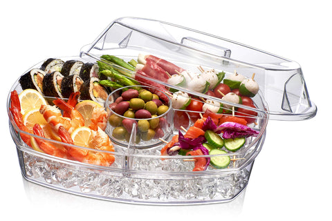 Prodyne Ice Party Platter: bandeja con 4 compartimentos para aperitivos frescos.