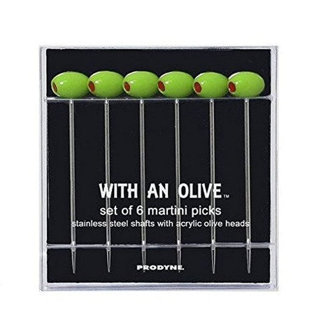 Palillos de cóctel Prodyne, juego de 6 verdes, ideales para guarniciones.