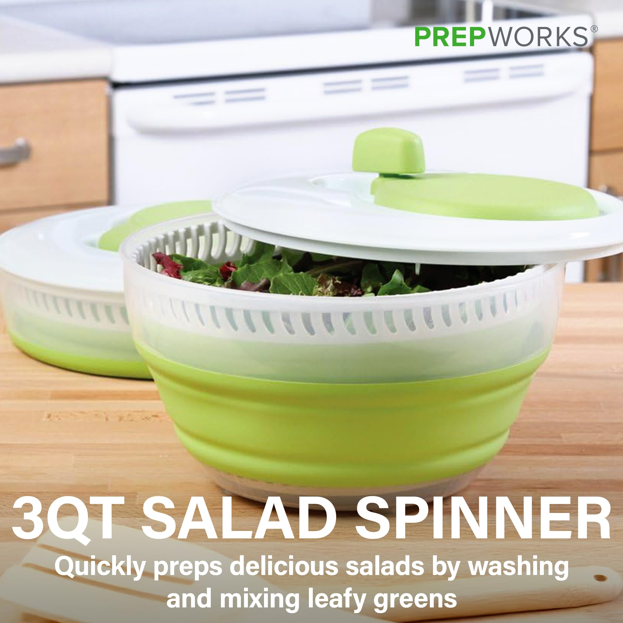 PrepWorks diseño ahorro de espacio: se expande para usar y se contrae para almacenar.