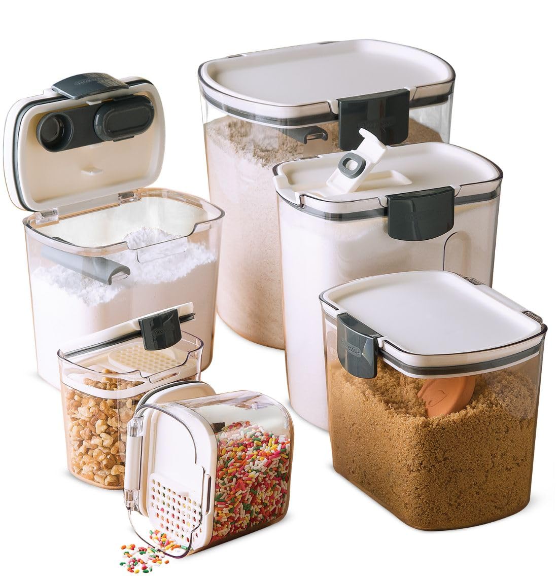 Progressive ProKeeper Harina 4 qt; envase hermético con pala de nivel para medir.