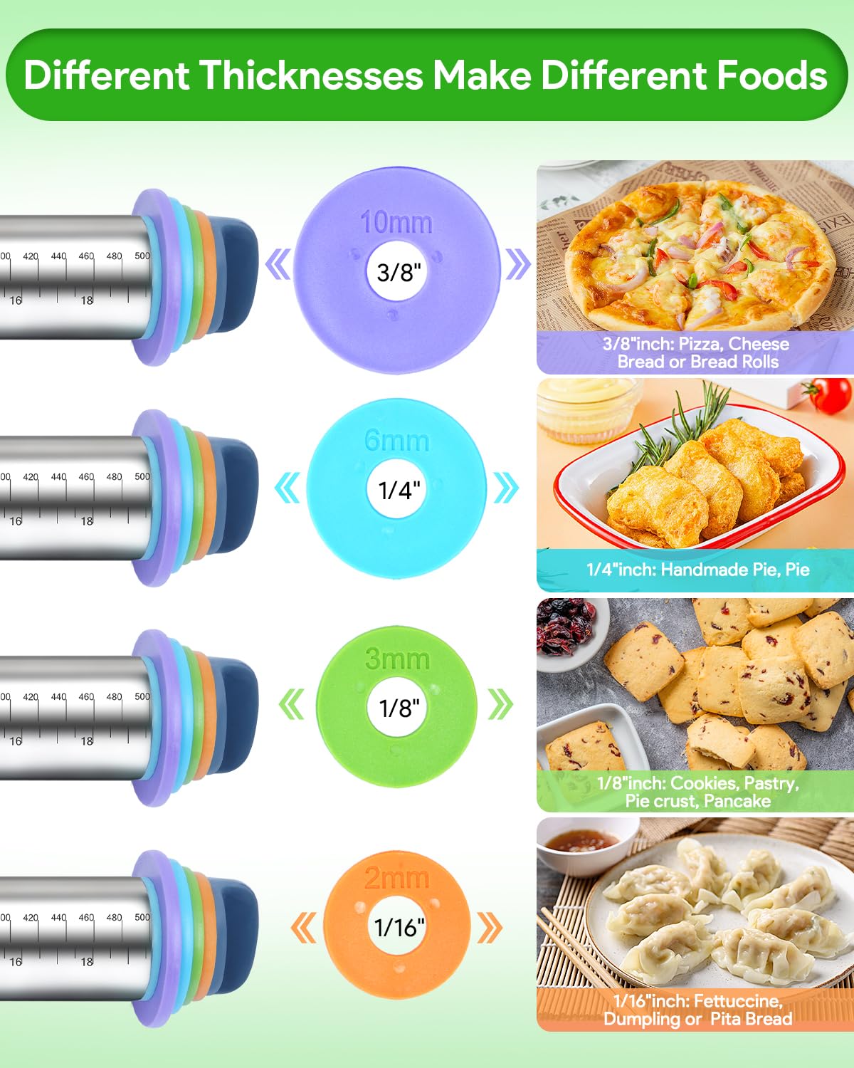 PROKITCHEN rodillo con anillo de grosor 1/4 pulg., espesor constante
