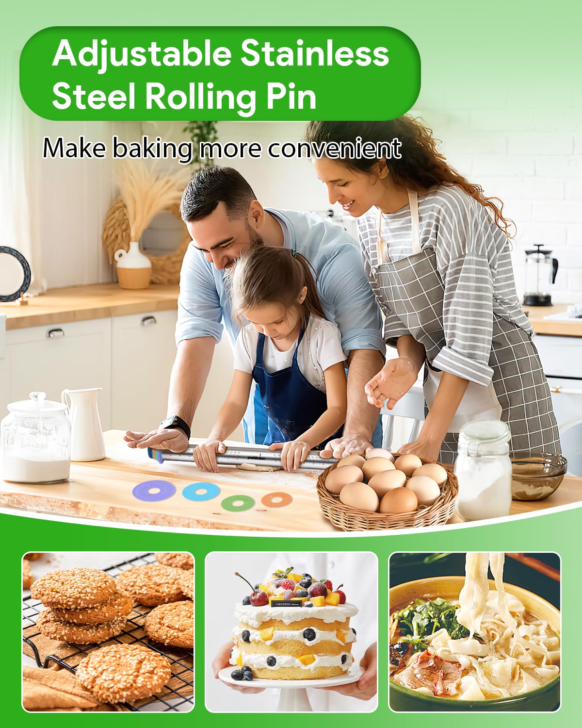 PROKITCHEN rodillo inoxidable, fácil limpieza y duradero