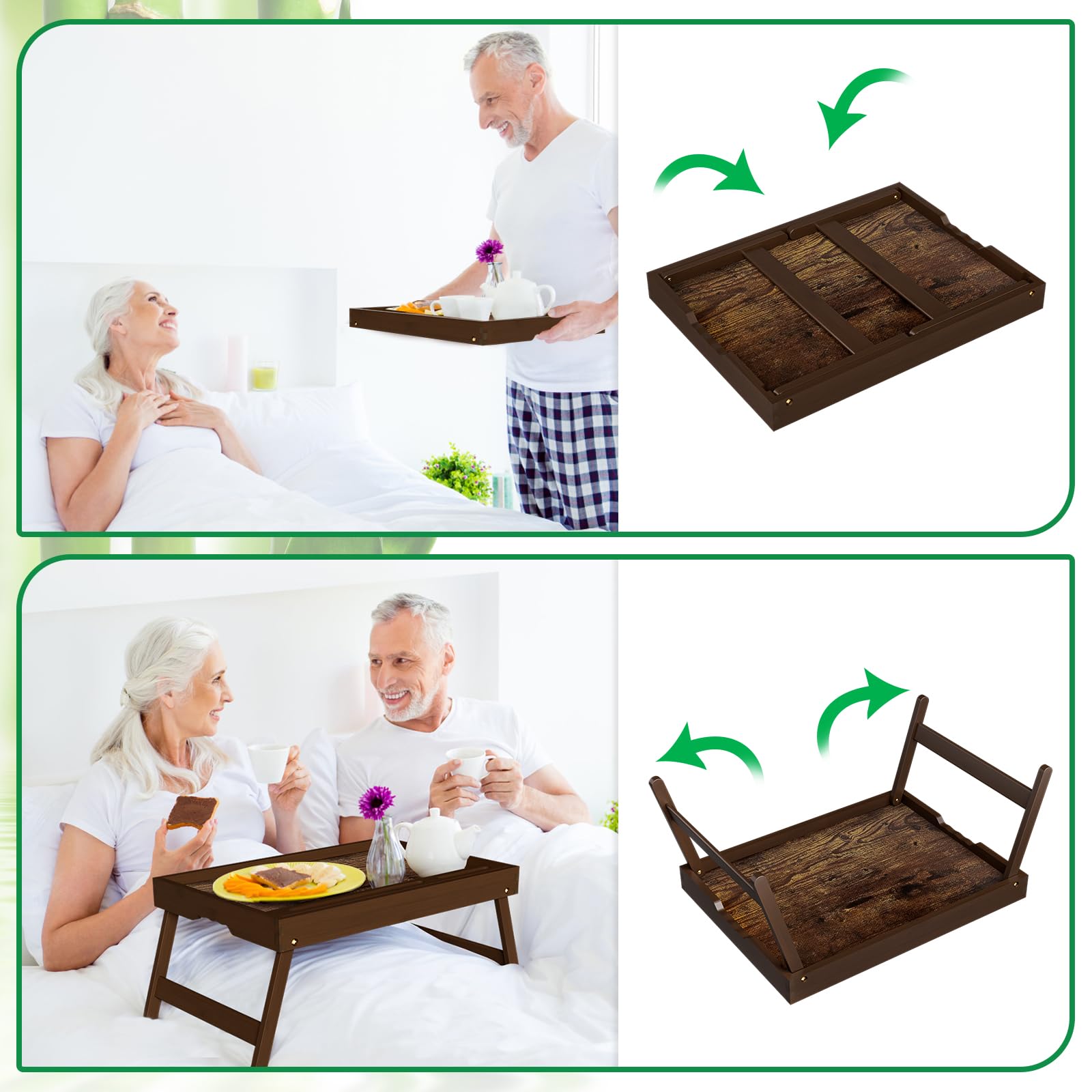 Promitop bandeja cama en uso para desayuno cómodo en la cama