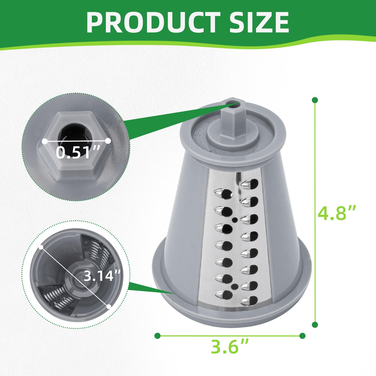 PROSOCOOL cono rallador versátil para quesos y verduras, ideal para pizzas y ensaladas.