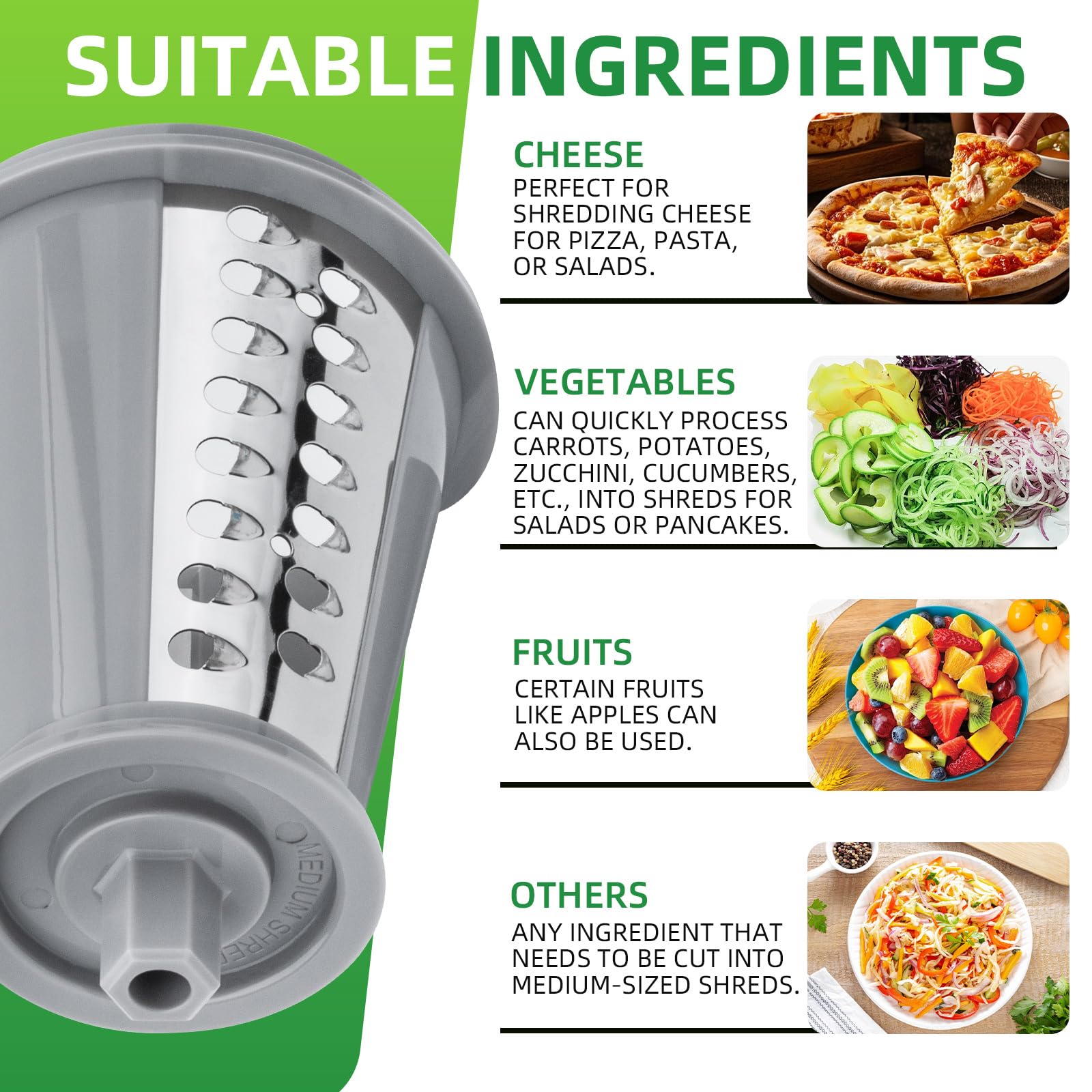 PROSOCOOL cono rallador para toppings de pizzas y ensaladas, mejora la consistencia de porciones.