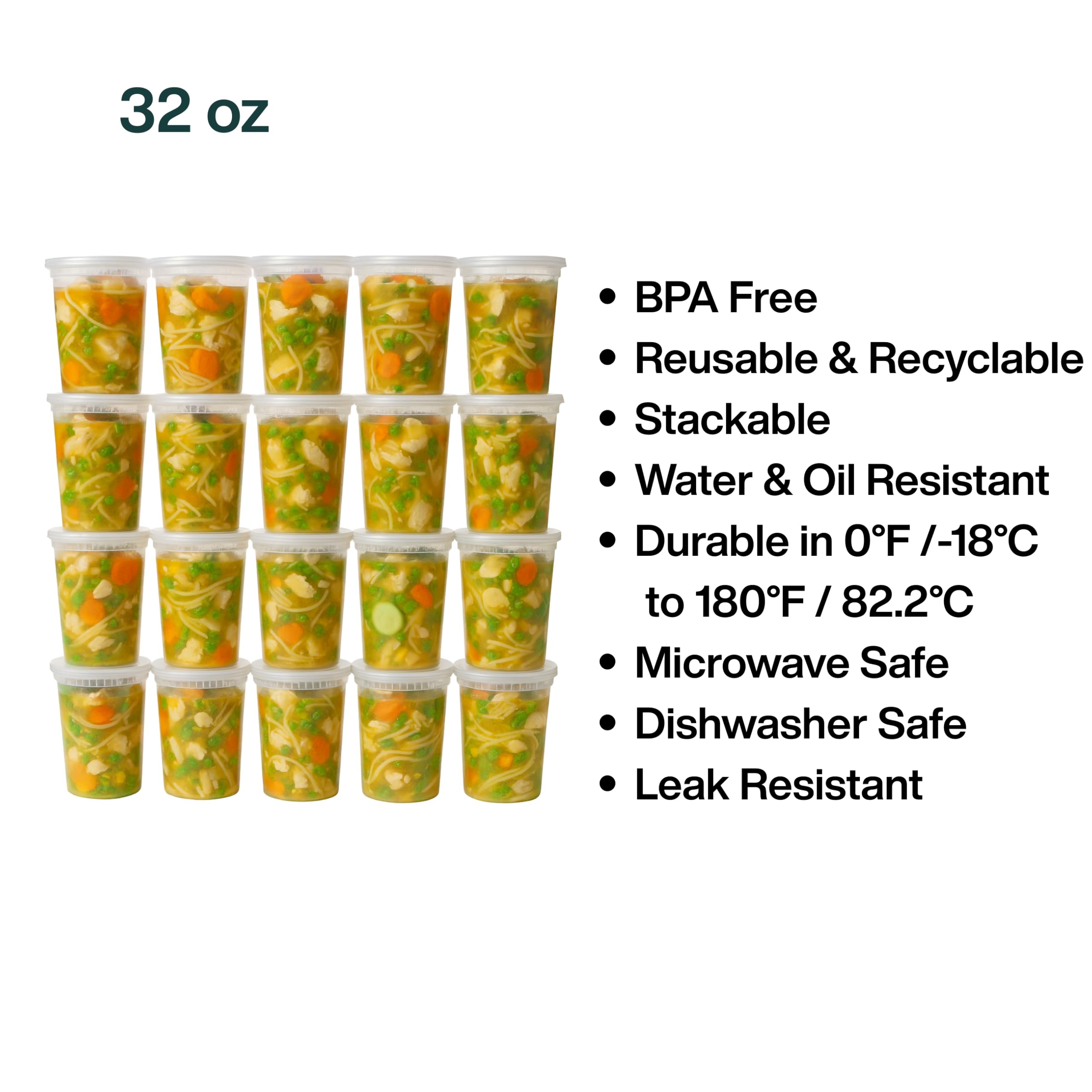 ProTakeOut 32oz contenedor duradero y reutilizable para alimentos.