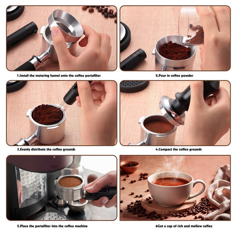 Mango ergonómico de tamper Prudiut: agarre cómodo para control preciso.