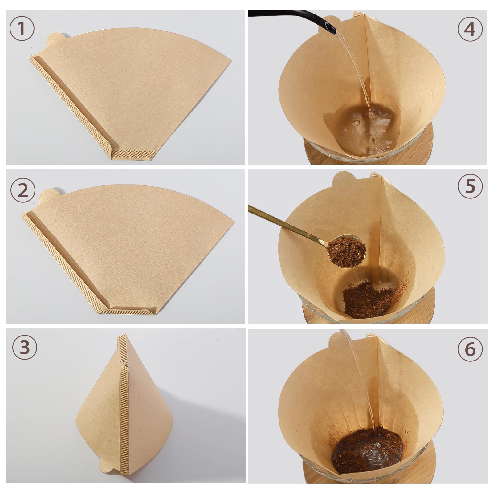 Prudiut papel filtro cono sin blanqueado para café No.2: filtrado estable.