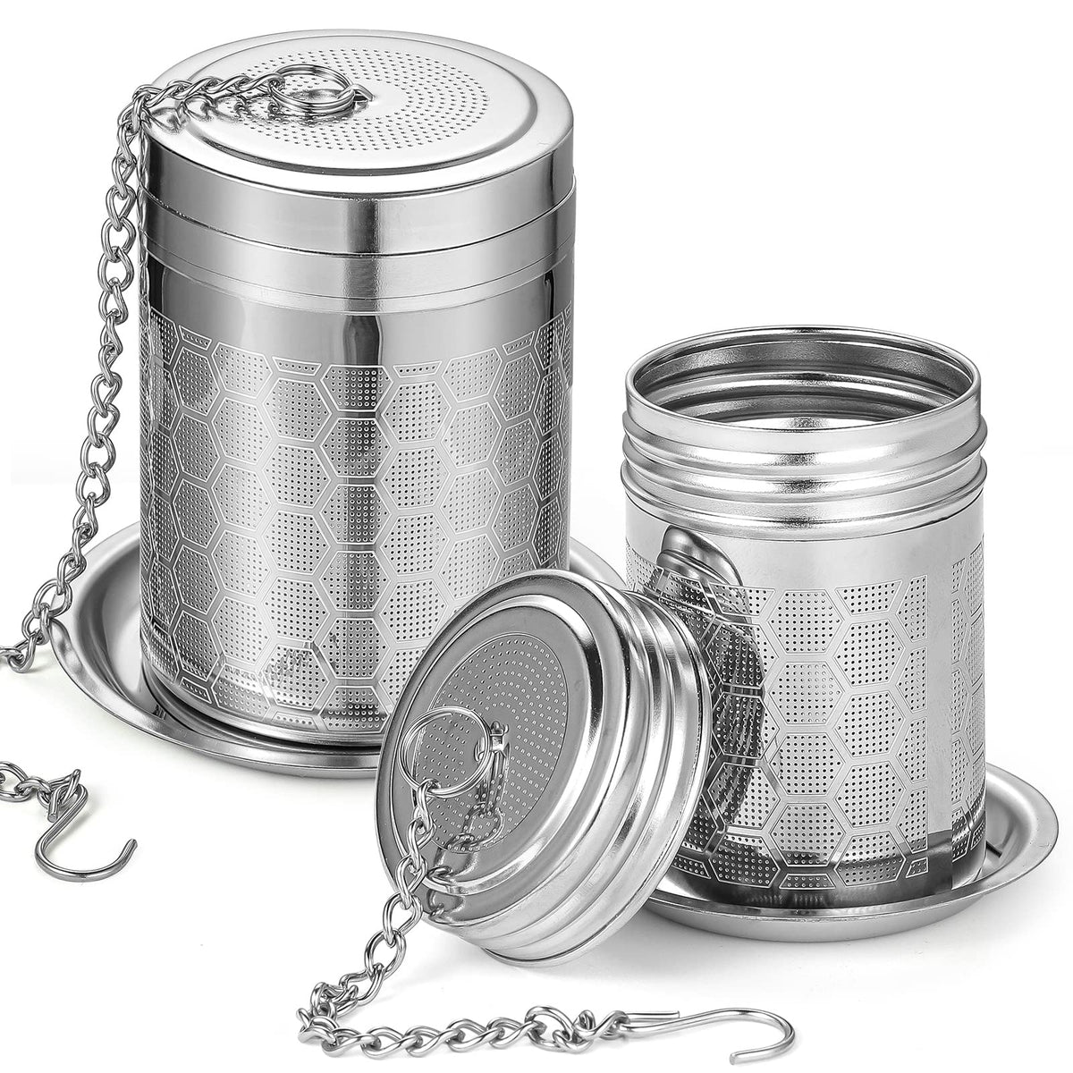 Prudiut Infusor de té grande con tapa, compacto y fácil de usar para infusiones.