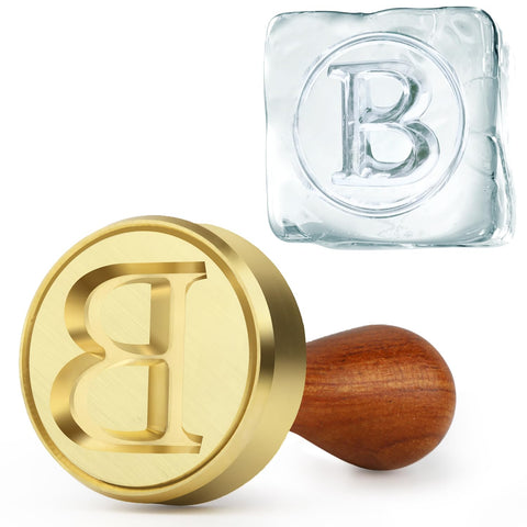 PrudoPex sello de hielo inicial B en bronce para branding.