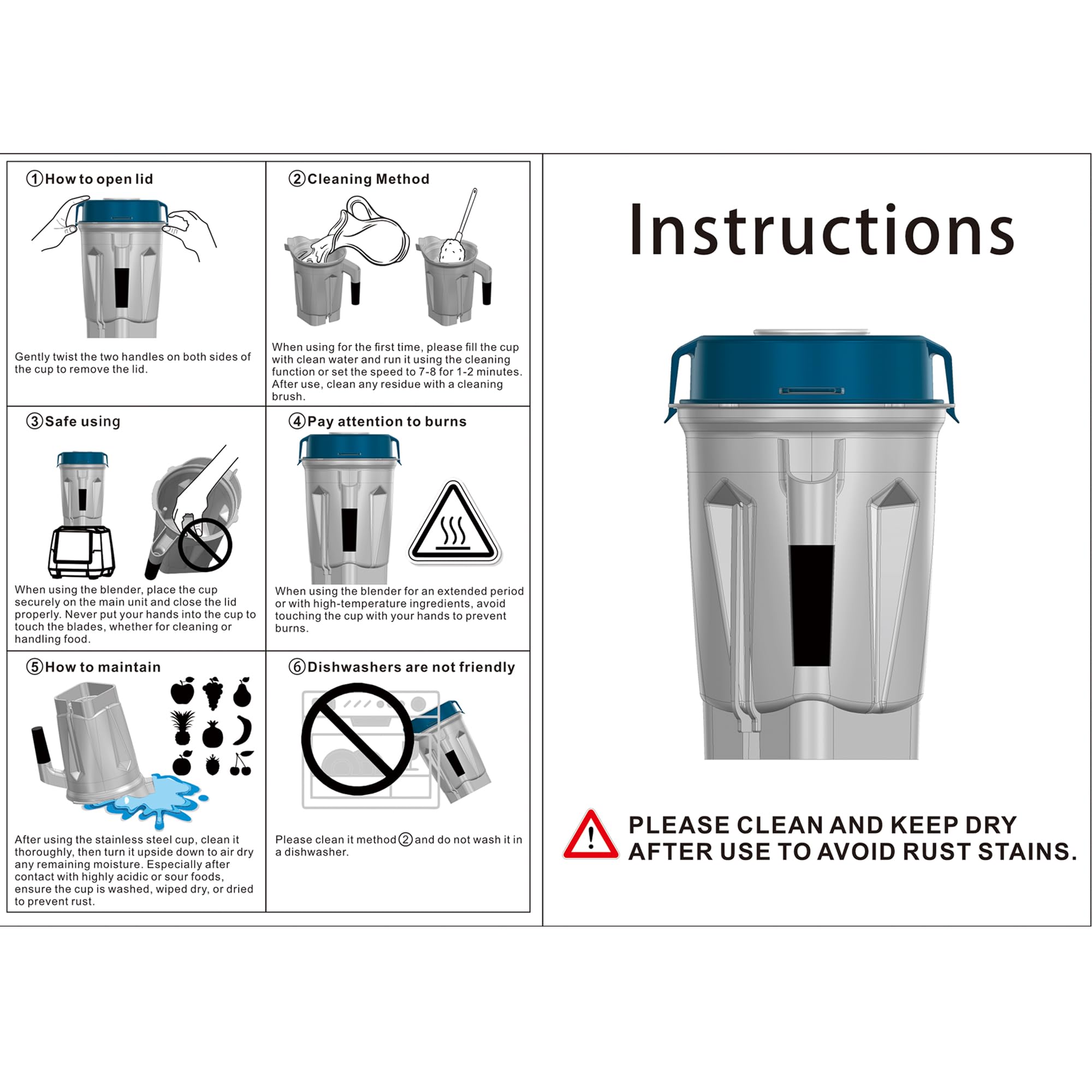 Psasrm contenedor 64oz, capacidad de 2 litros para batidos y sopas.