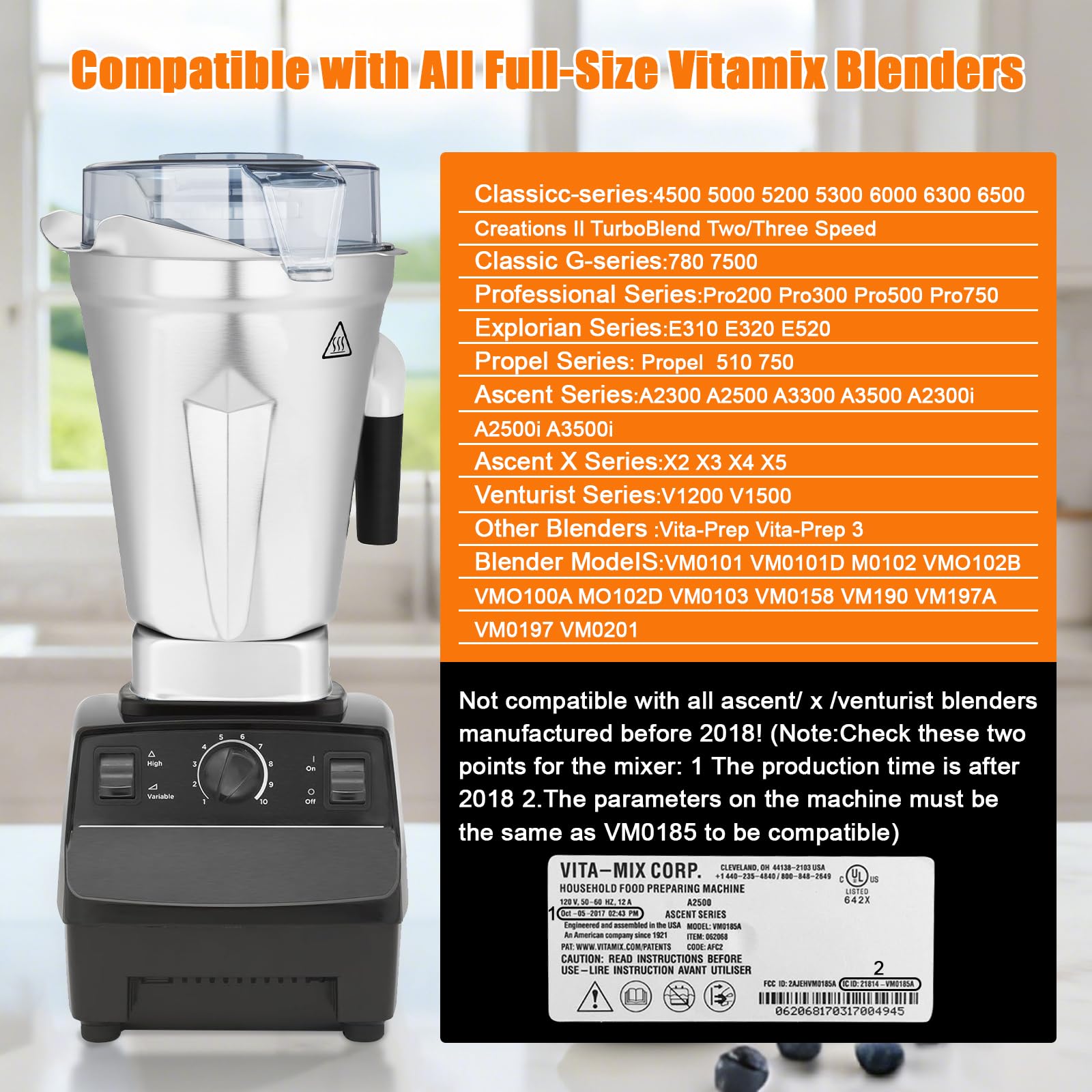Psasrm contenedor 64oz, tapa abierta, facilita añadir ingredientes durante la mezcla.