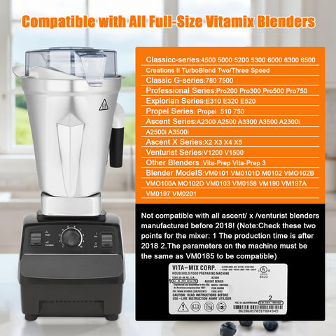 Psasrm contenedor 64oz, tapa abierta, facilita añadir ingredientes durante la mezcla.