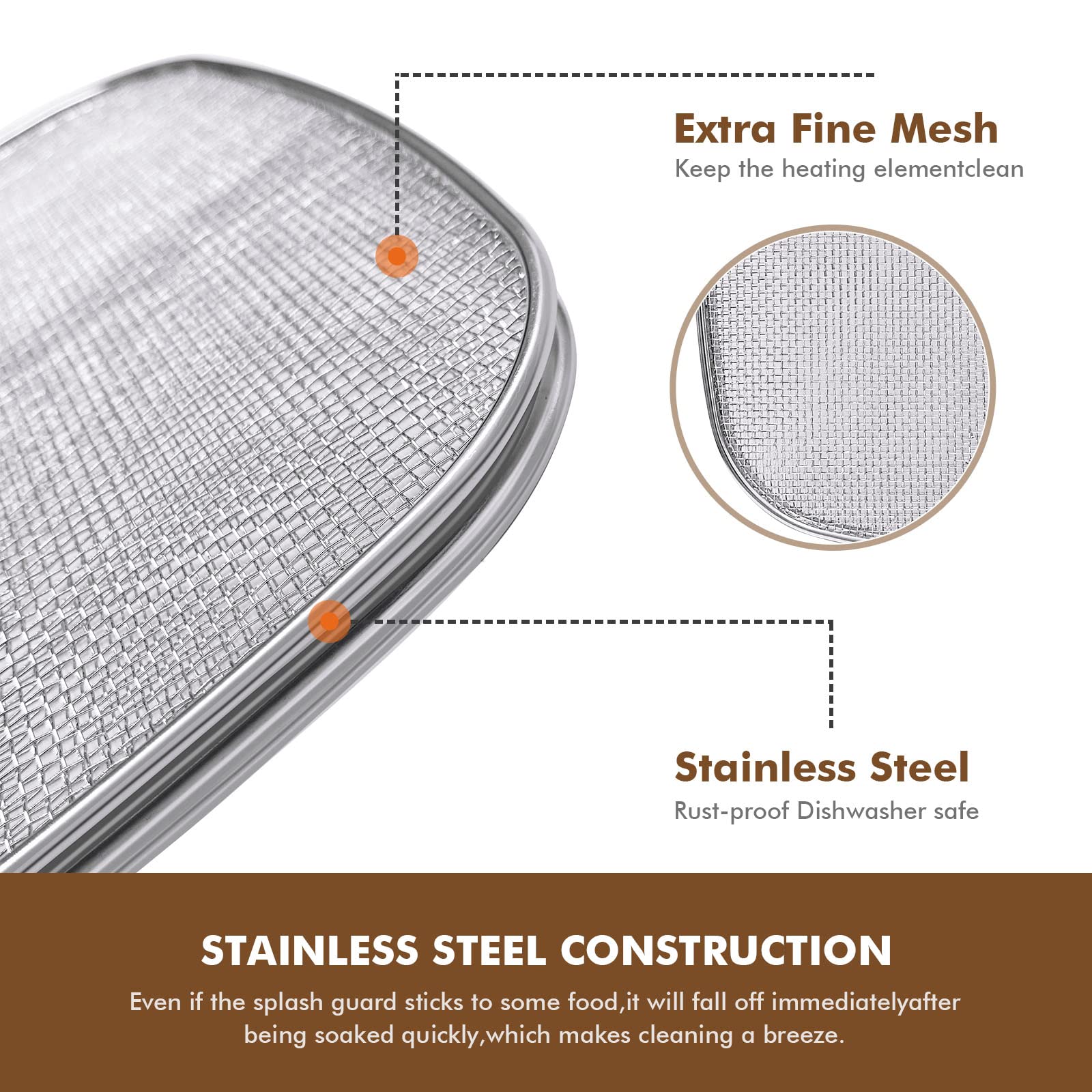 Psasrm malla ultrafina de acero 304 atrapa salpicaduras y protege el elemento calefactor