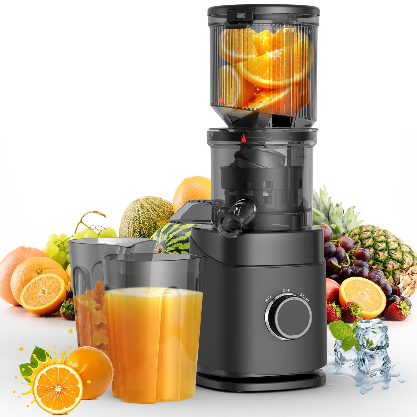 PSIIDAN extractora de jugos, boca amplia para exprimir frutas enteras rápidamente