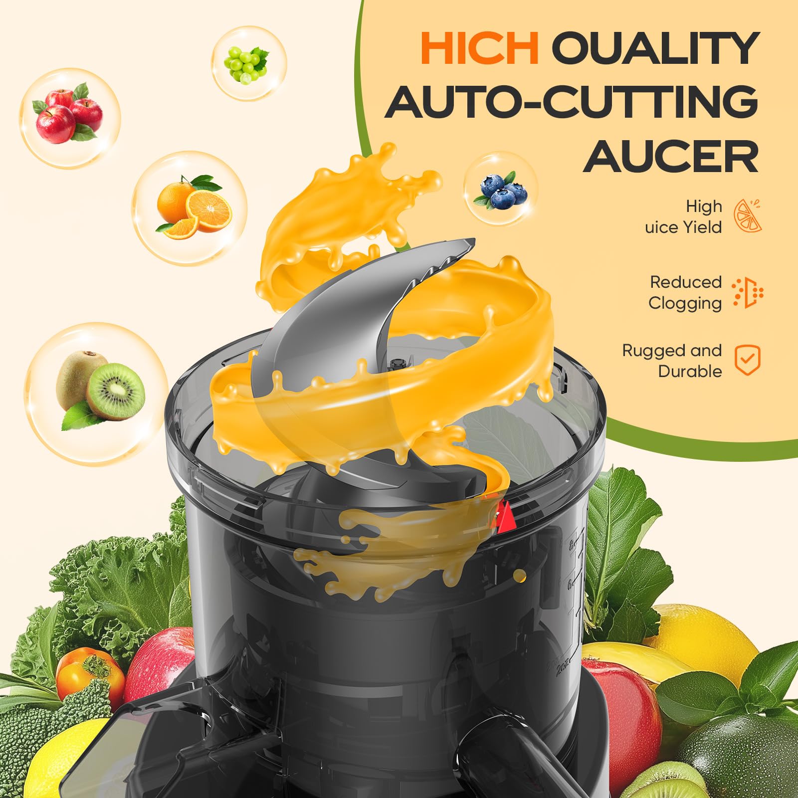 PSIIDAN extractora de jugos, versátil para verduras duras y hojas