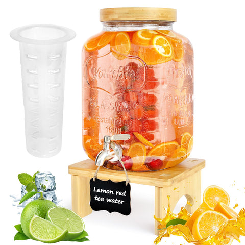 PSUTBPAT dispensador 2 galones con soporte de madera para fiestas