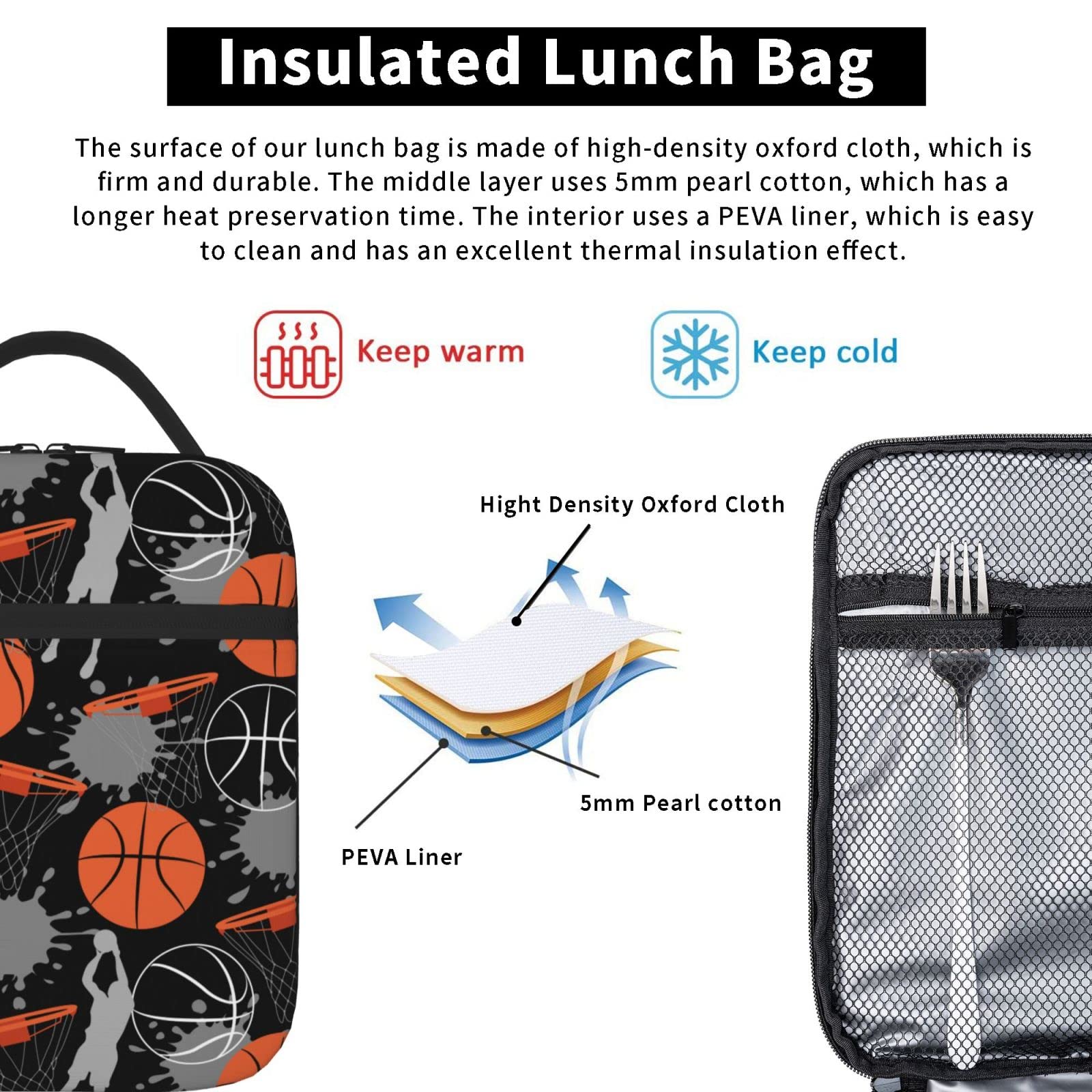 PTPLMM bolsa de almuerzo reutilizable, mantiene temperaturas todo el día.