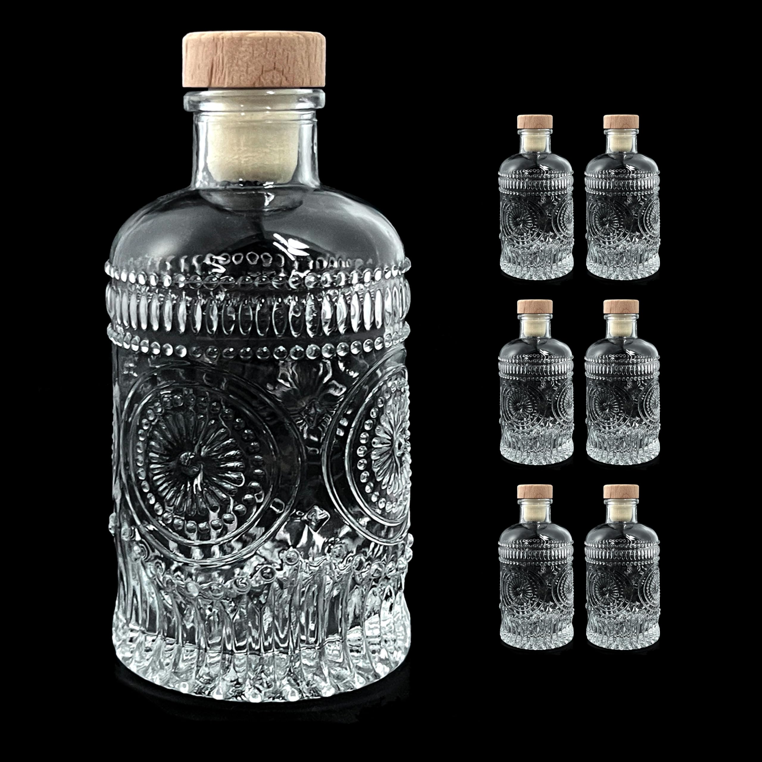 Botellas PTSGCAI de vidrio claro 6 oz, frontal para servir vino.