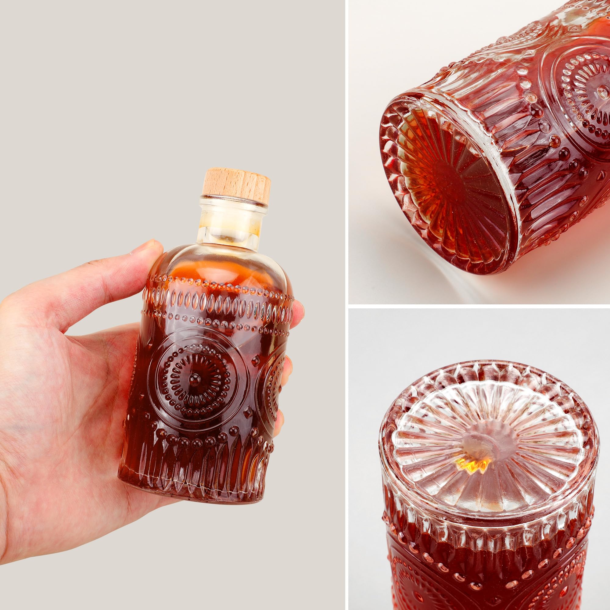 Botellas PTSGCAI de vidrio claro 6 oz, tapa-t-top para cierre hermético.