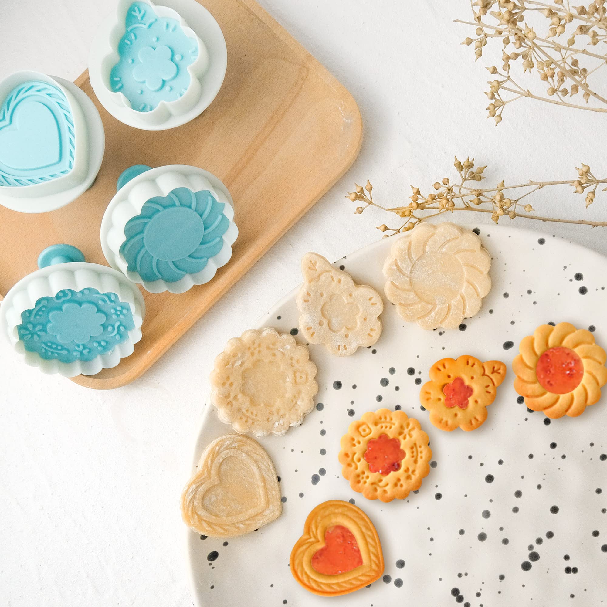 PTSGCAI molde de prensa para galletas con formas de flor y corazón