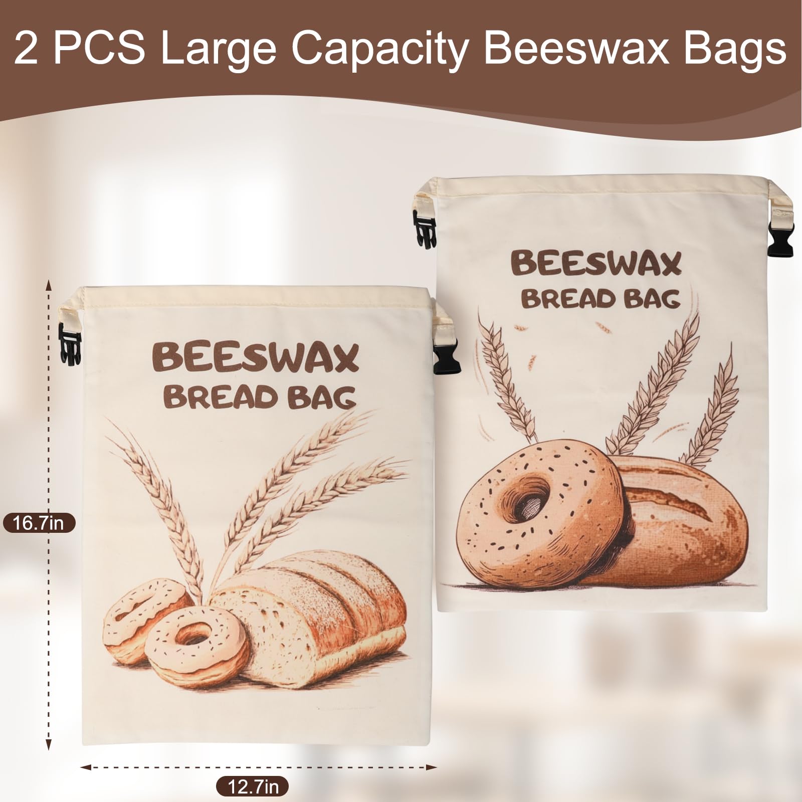 PTYTIFY bolsa pan 13x17, tamaño XL, ideal para panes grandes