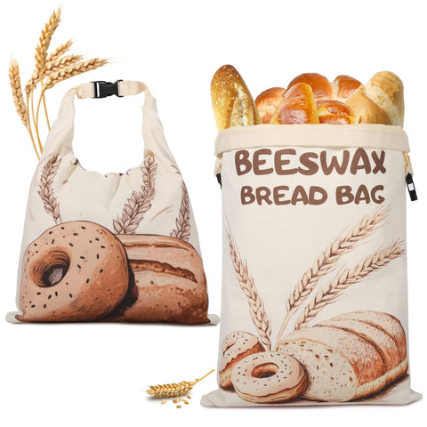 PTYTIFY bolsa de pan con cera de abejas, pack de 2, conservación natural