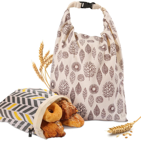 PTYTIFY Bolsas de pan con cera de abeja y diseño de hojas para frescura.