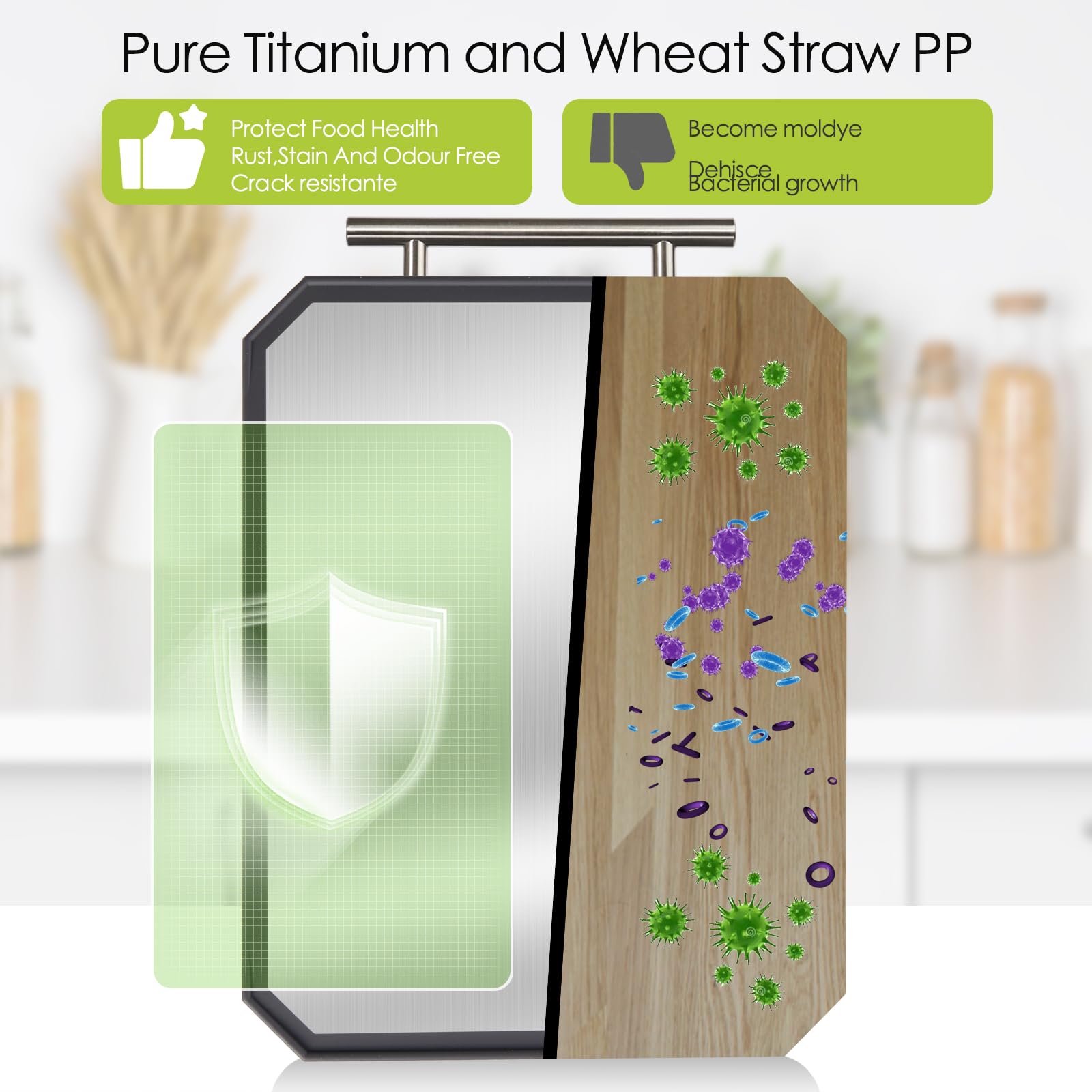 PTYTIFY tabla de corte doble cara con paja de trigo para frutas y verduras