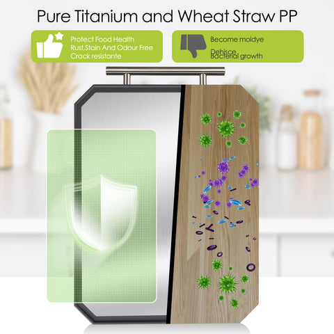 PTYTIFY tabla de corte doble cara con paja de trigo para frutas y verduras