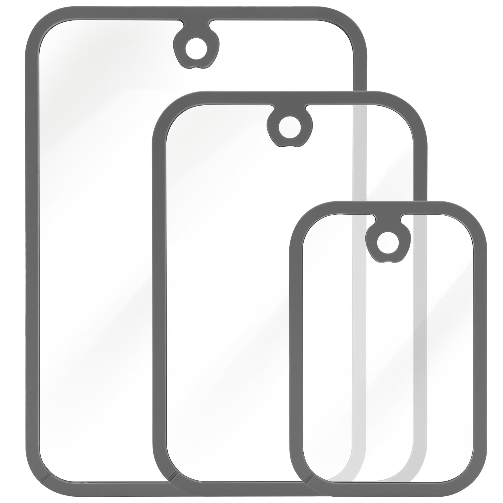 PTYTIFY tabla de corte de vidrio templado 15x11 gris, ideal para carnes y porciones grandes.