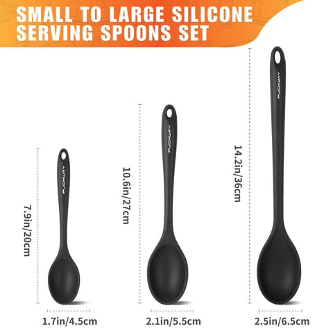 Cucharas PUCKWAY de silicona de 10.6 pulgadas para mezclar con control