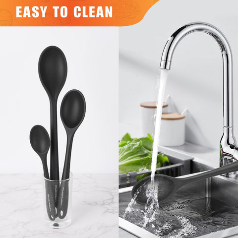 PUCKWAY cucharas silicona con mango suave para cocina
