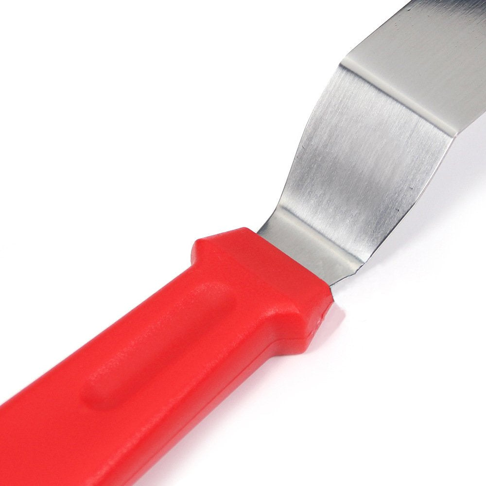 PUCKWAY espátula offset de 10 pulgadas en rojo para glaseado uniforme.