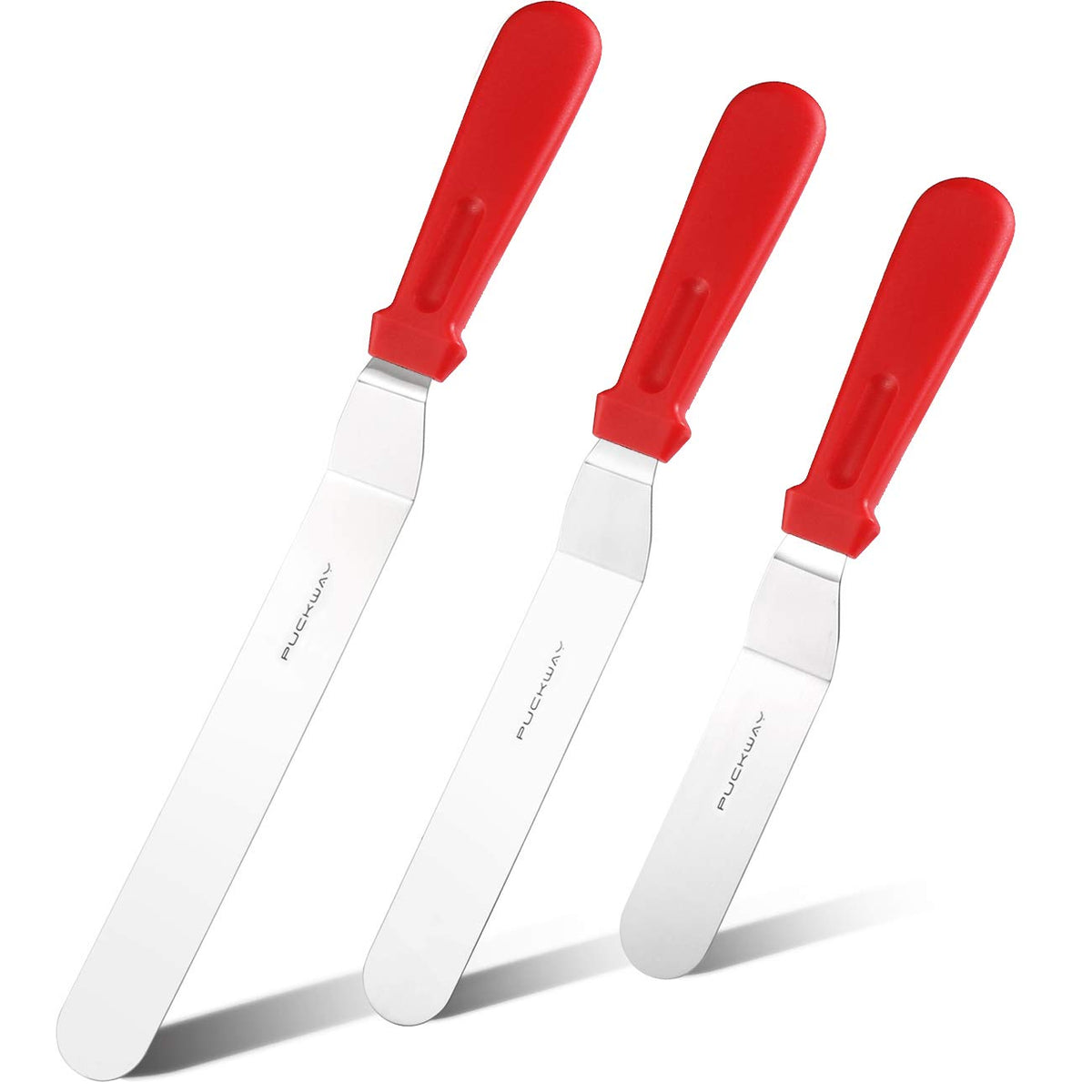 PUCKWAY espátula offset de 6 pulgadas en rojo para decorar pasteles con precisión.