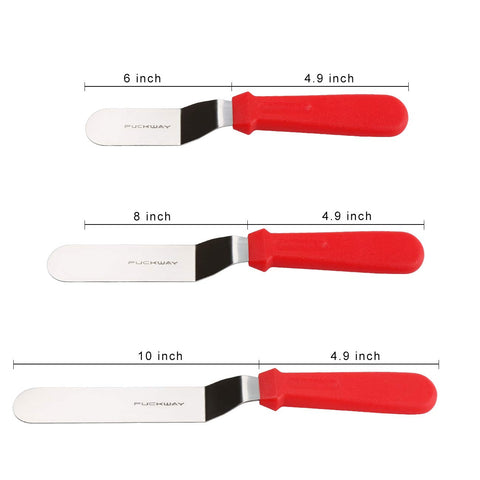 PUCKWAY espátula offset de 8 pulgadas en rojo para alisar crema de forma suave.