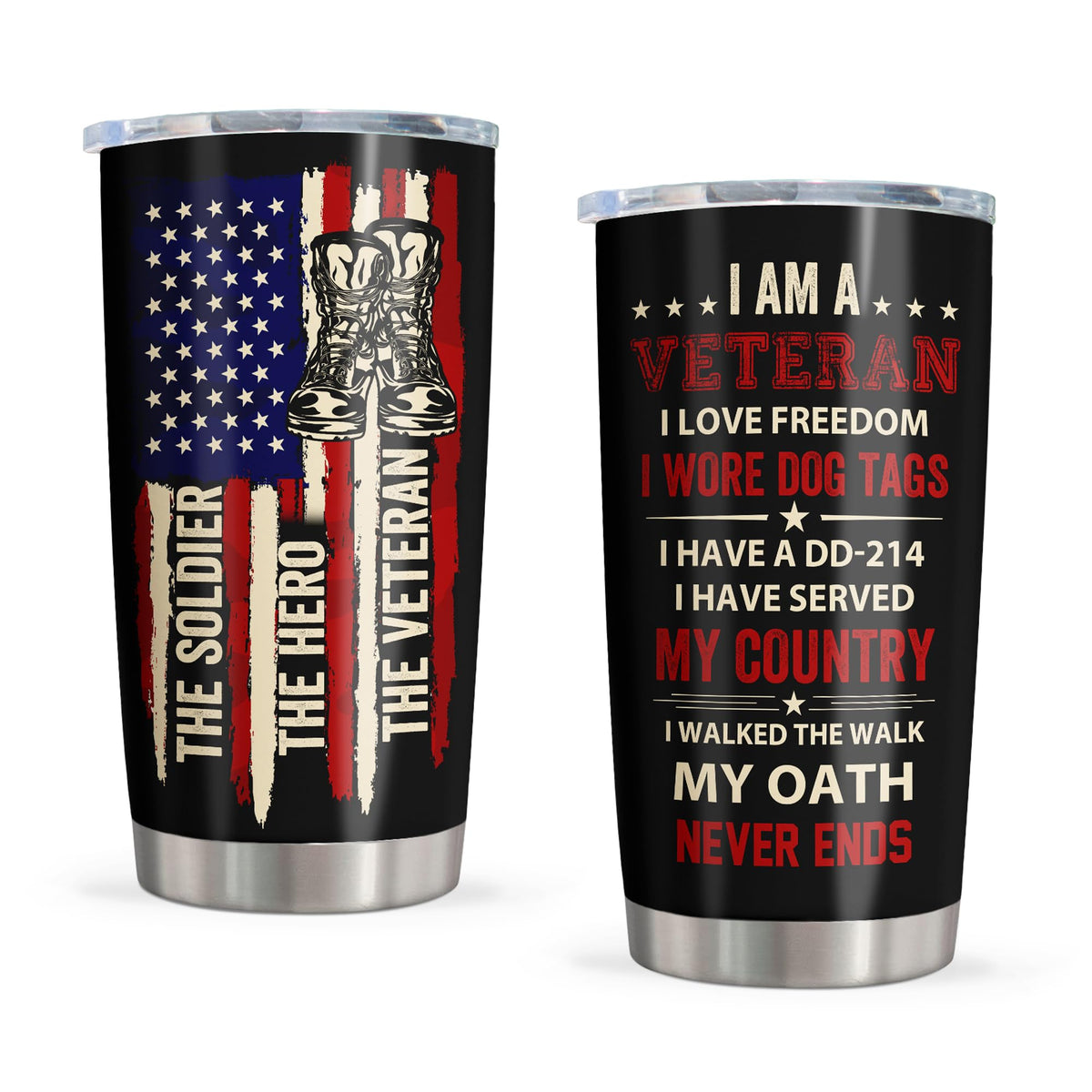Pudmaple Taza Térmica 20oz con diseño frontal de veteranos, ideal regalo significativo