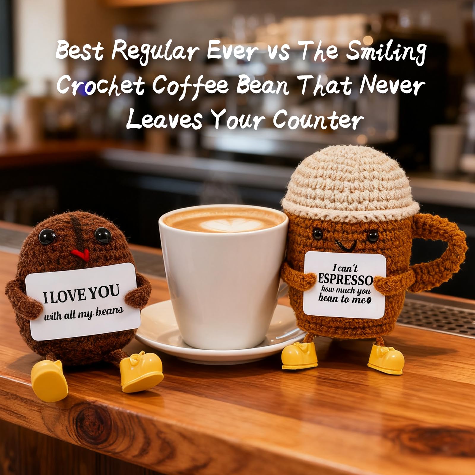 Pudthin grano de cafe amigurumi, añade un toque tierno a tu bolso o llavero.