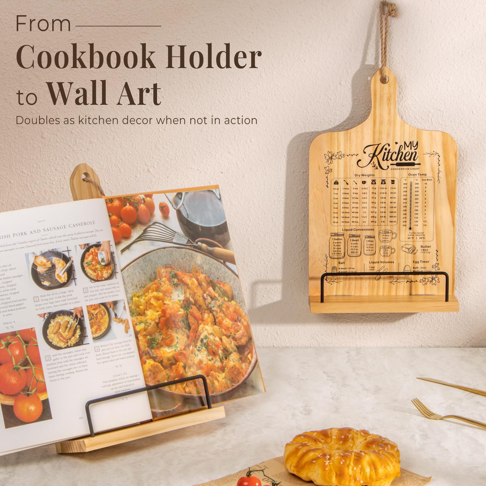 PUERSI soporte ajustable y desmontable para libros de recetas, fácil de mover